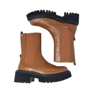 New Anthropologie Bibi Lou studded brown leather boots 41